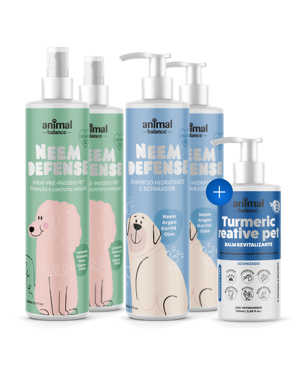 2 Sprays Neem + 2 Shampoos Neem + 1 Balm Turmeric Reative