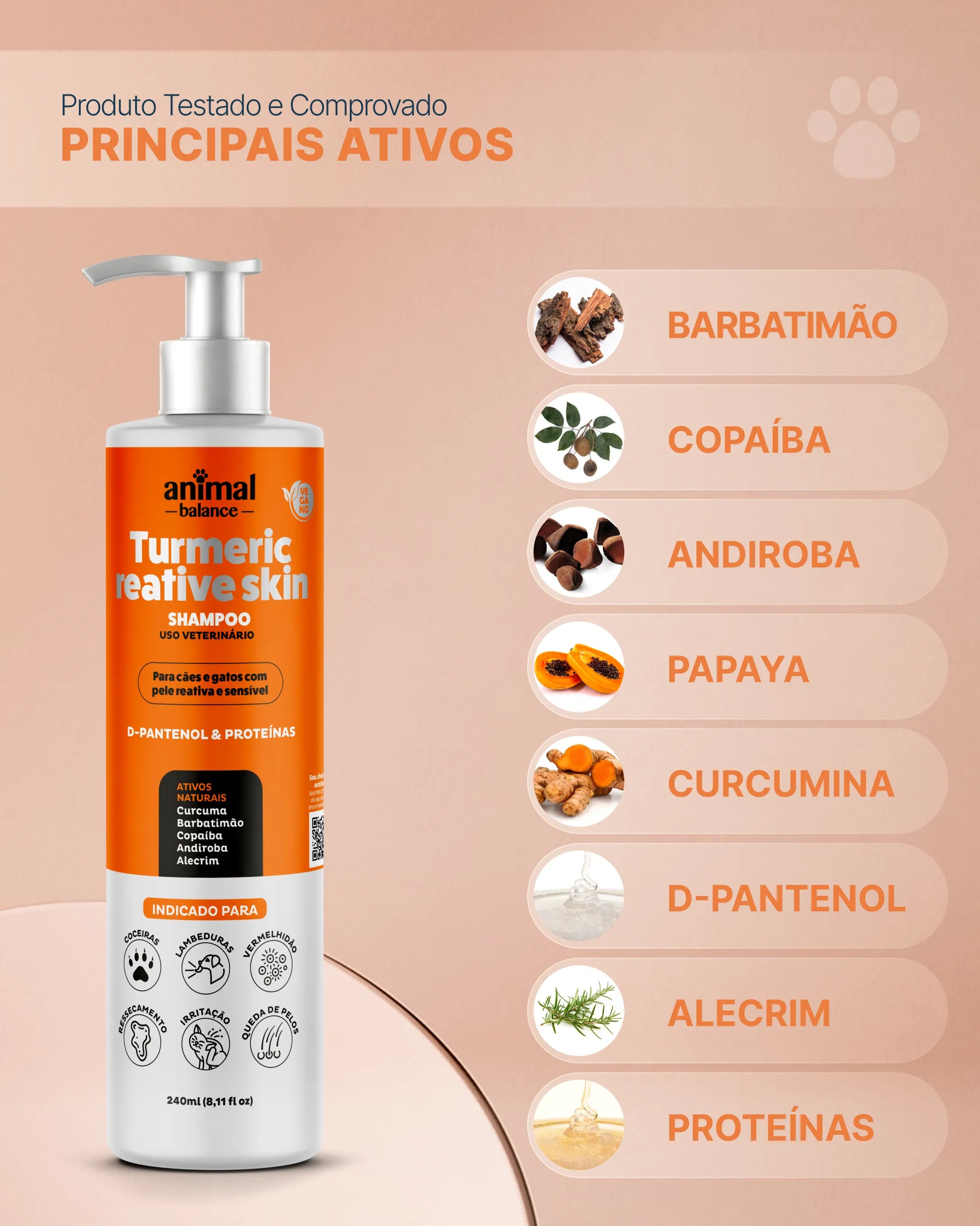 Shampoo Pet - Cúrcuma Reative Skin - 240ml