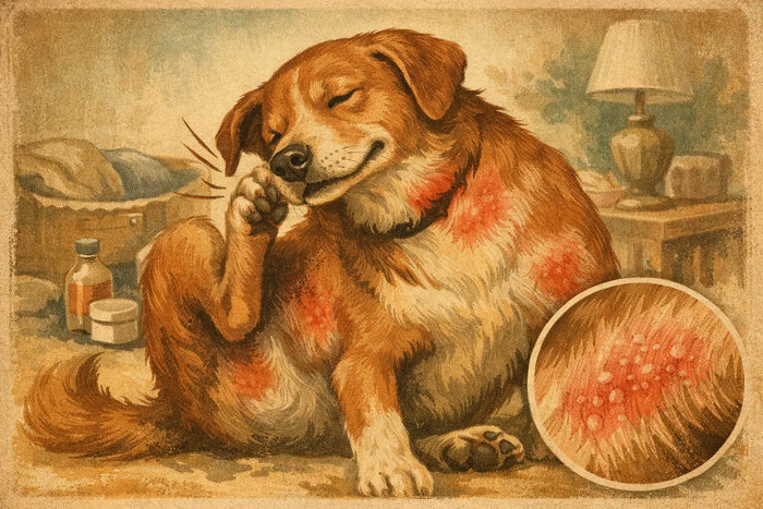 Coceira e vermelhidão na pele do cachorro