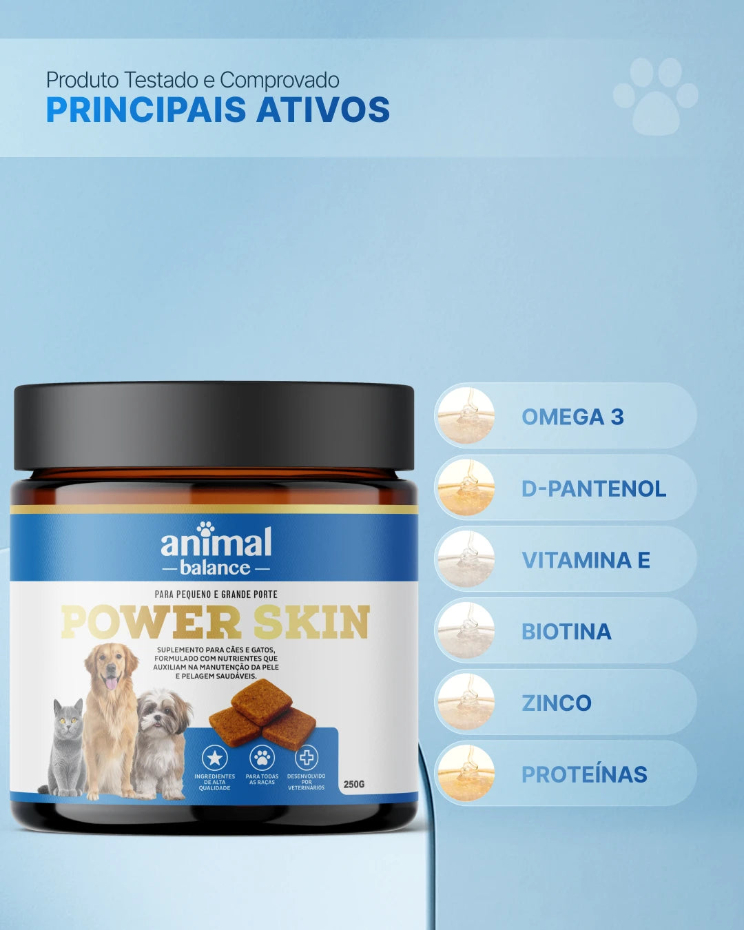 Power Skin - Pelo & Derme - Suplemento em Flexbites Palatáveis - 250g