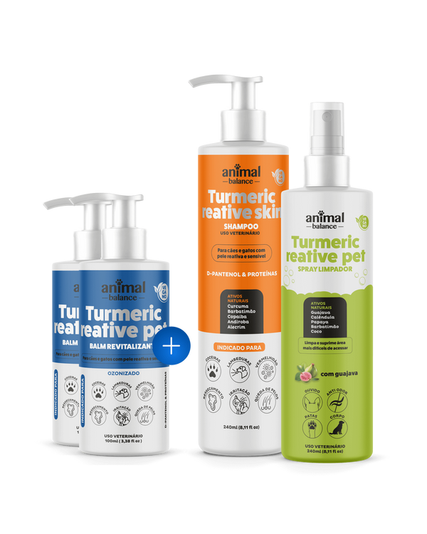 2 Balms Reestruturante  + 1 Shampoo Curcuma + 1 Spray Limpador Calmante