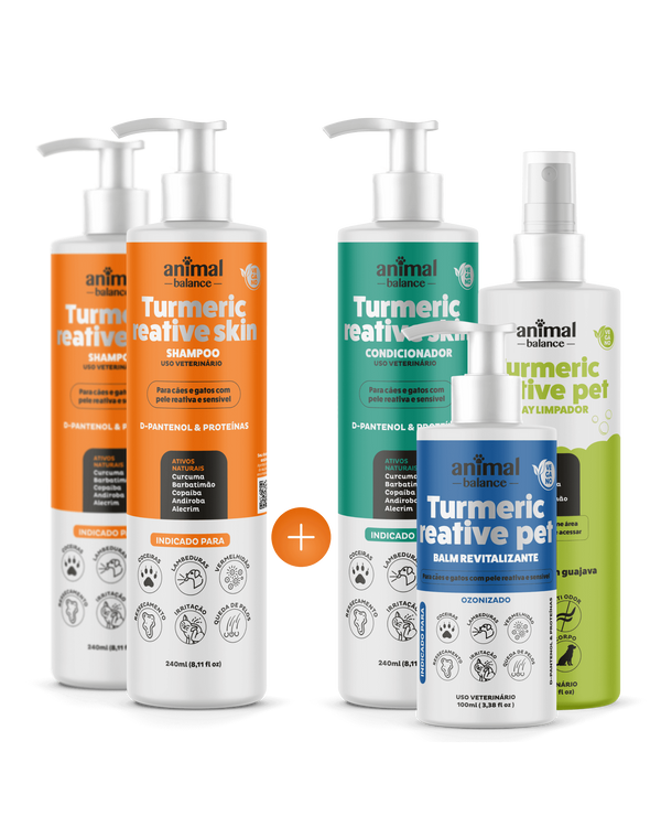 2 Shampoos Cúrcuma + 1 Condicionador + 1 Balm Reestruturante + 1 Spray Limpador