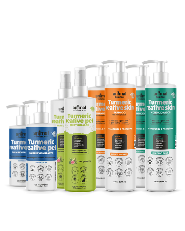 Kit Mega Alívio Promocional - 2 Shampoo Curcuma Reative + 2 Condicionador Reative + 2 Balm Reestruturante Hidratante + 2 Spray Limpador Calmante
