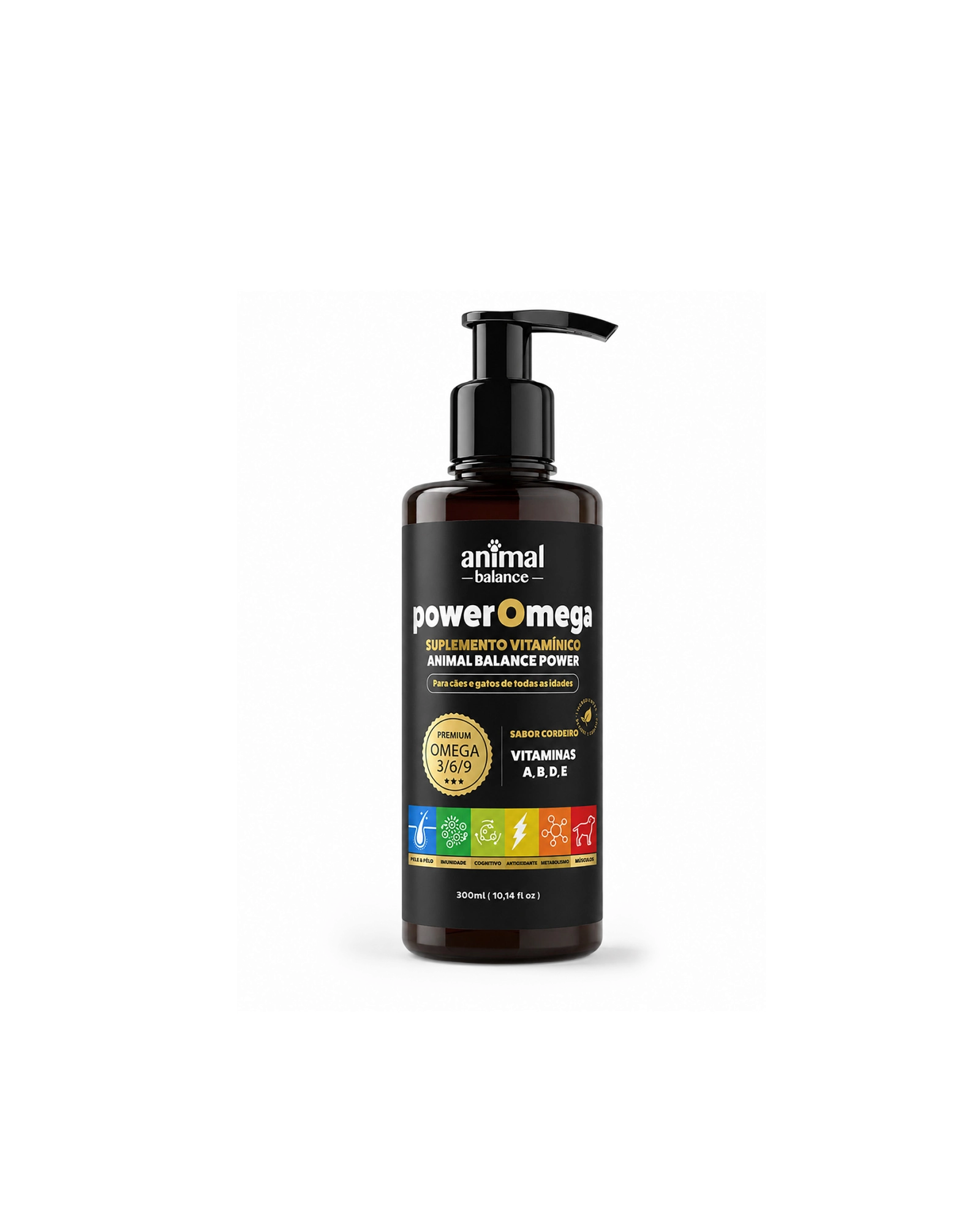 PowerOmega 3, 6 e 9 + Cúrcuma - Suplemento Vitamínico, Sabor Cordeiro 300ml - 1 und