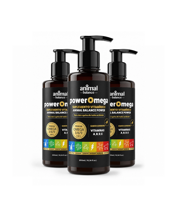PowerOmega 3, 6 e 9 + Cúrcuma - Suplemento Vitamínico, Sabor Cordeiro 300ml - 3und