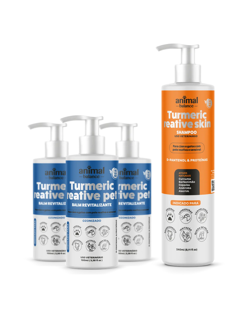 Kit Obrigatório 3 Loções Balm + 1 Shampoo Turmeric