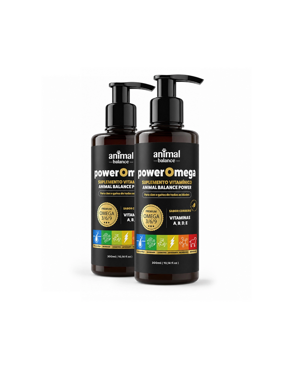 PowerOmega 3, 6 e 9 + Cúrcuma - Suplemento Vitamínico, Sabor Cordeiro 300ml - 2und