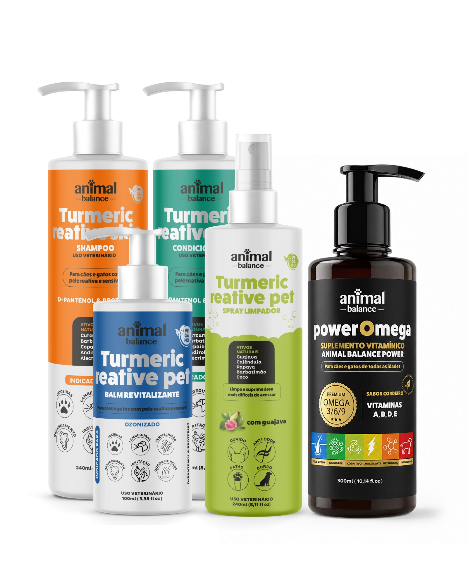 Kit Vitalidade - 1 Balm + 1 Shampoo + 1 Condicionador + 1  Spray + 1 Power Ômega